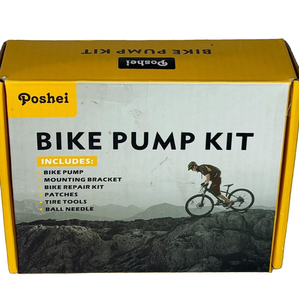 Poshei Mini Bike Pump Kit Portable Presta Schrader Bicycle Tire Repair Set New